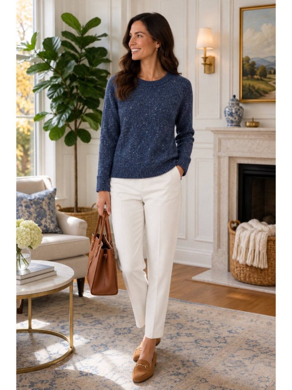Vince Blue Speckled Wool-Blend Crewneck Sweater Women’s Small